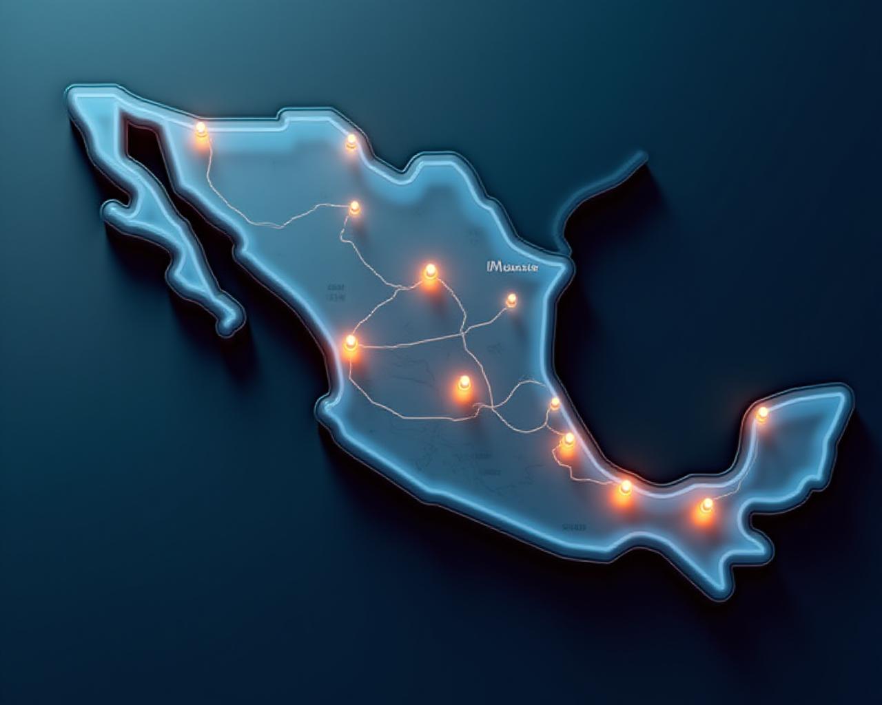 Conceptual map of major US-Mexico border gateways including Laredo, El Paso, and Otay Mesa