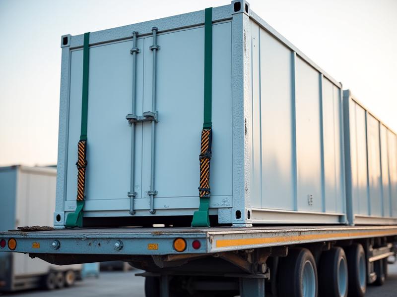 Large Scale Battery Energy Storage System (BESS) being secured to a specialized trailer
