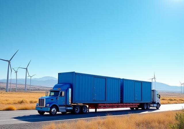 Transporting large scale battery storage containers